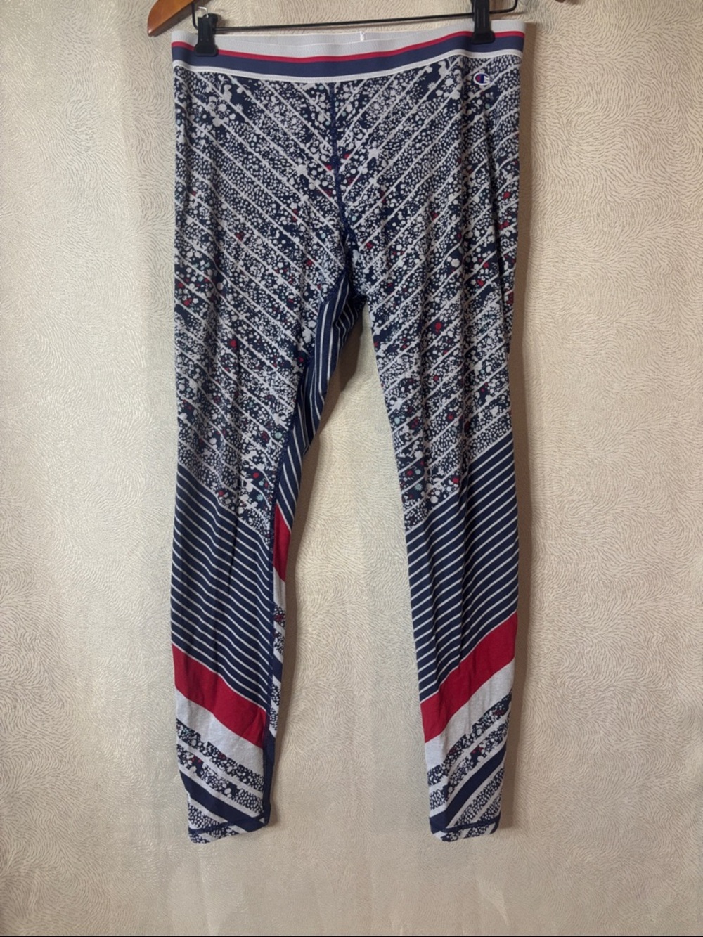 Champion Women’s Navy, White & Red Patterned Leggings 0177